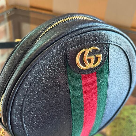 GUCCI Ophidia Round Mini Grained Calfskin Web Backpack - Picture 11 of 11